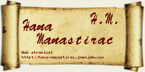 Hana Manastirac vizit kartica